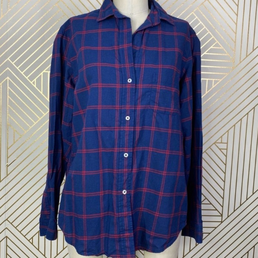 Grayson The Hero Navy And Red Button-Down Long Sl… - image 1